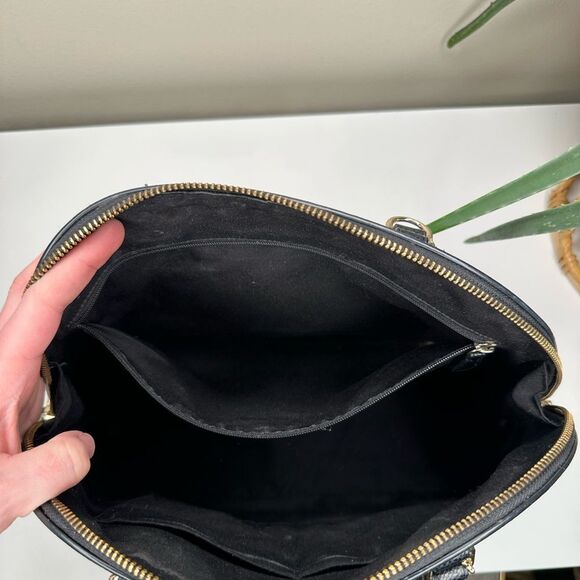 Coach Sierra Satchel Black Crossgrain Leather Dome Bag Gold Hardware Top Handle - Picture 7 of 14